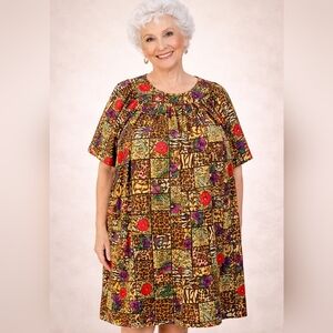 Vintage Anthony Richards Floral Animal Print House Dress Muumuu 2X